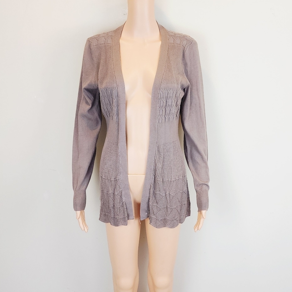 Dreamers Knit Crochet Long Sleeve Open Front Cardigan Sweater